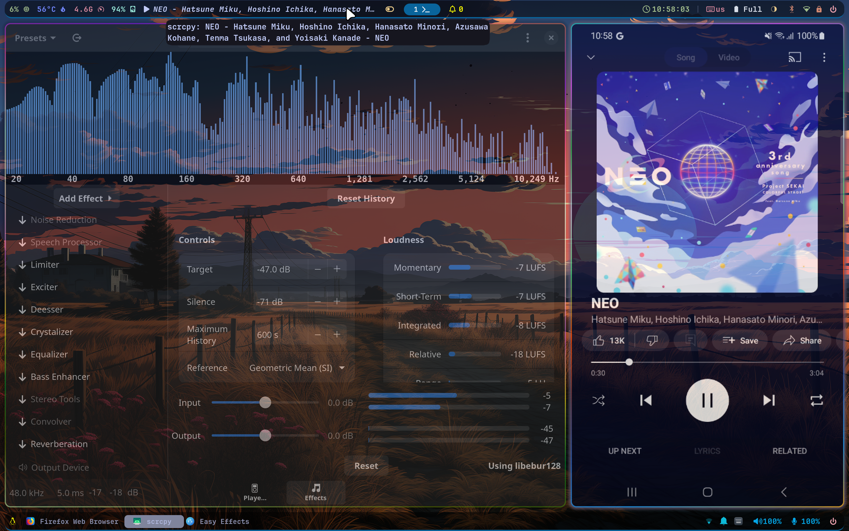 Screenshot of scrcpyMediaController in Hyprland